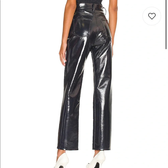 Agolde Recycled Leather 90's Pinch Waist in Shadow Patent Size 26 Pants Revolve - Picture 4 of 11